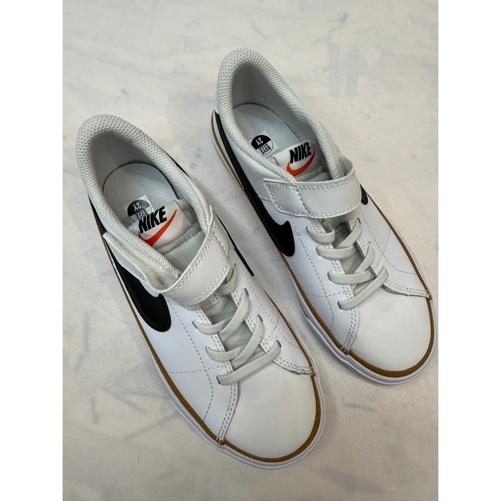 NIKE $60 New Youth 2 White Black Court Legacy Adjustable Strap Casual Sneakers - Picture 3 of 10